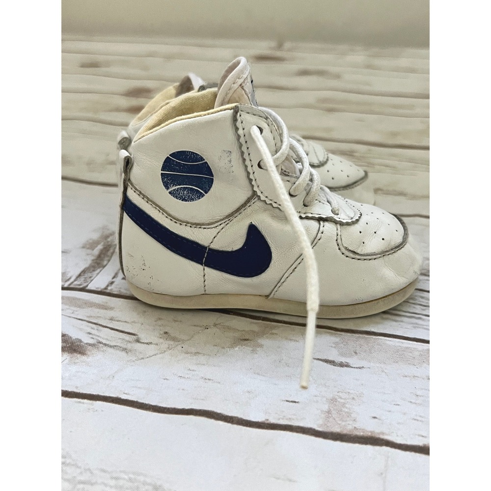 VTG 1985 Nike Air Jordan High Top Sneakers White and Blue Toddler Size 3-4
